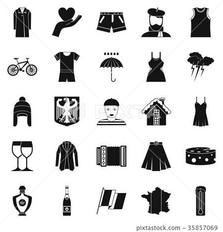 National clothes icons set, simple style 35857069