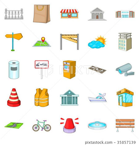 Road icons set, cartoon style Road icons set, cartoon style 35857139