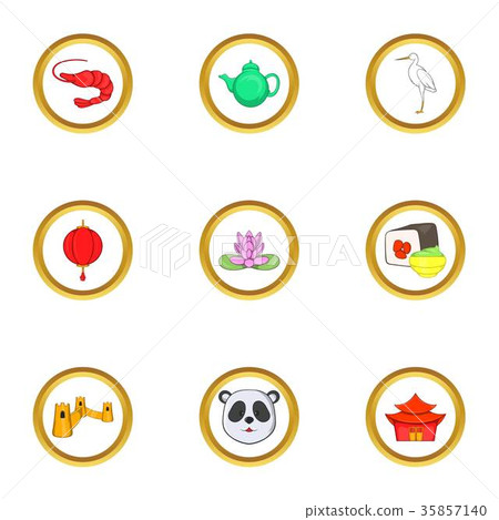 China country icon set, cartoon style China country icon set, cartoon style 35857140