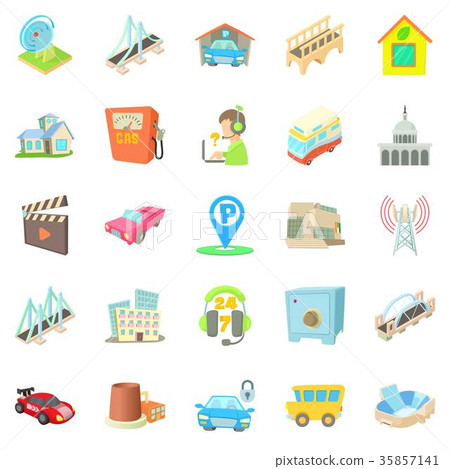 Burg icons set, cartoon style Burg icons set, cartoon style 35857141