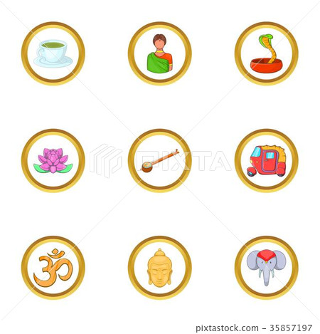 India tradition icon set, cartoon style 35857197