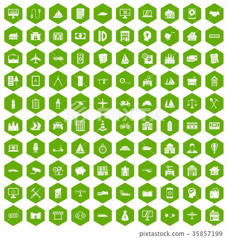 100 private property icons hexagon green 35857199