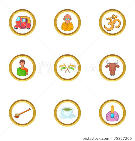 Travel india icon set, cartoon style 35857200
