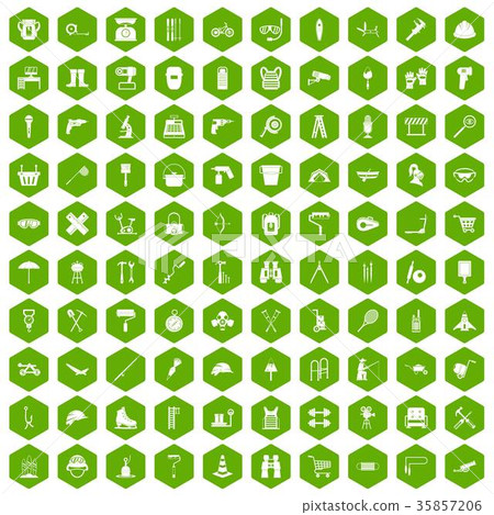 100 tackle icons hexagon green 100 tackle icons hexagon green 35857206