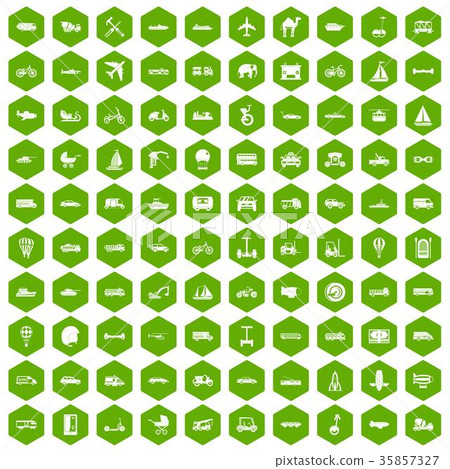 100 transport icons hexagon green - Stock Illustration [35857327] - PIXTA
