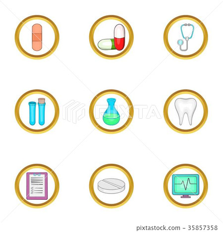 Medicine icon set, cartoon style Medicine icon set, cartoon style 35857358