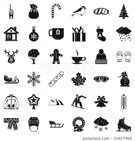 Winter icons set, simple style Winter icons set, simple style 35857408