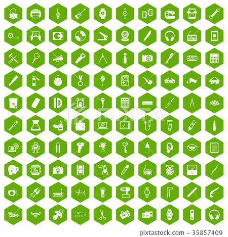 100 portable icons hexagon green 100 portable icons hexagon green 35857409