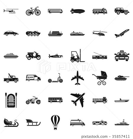 Driving icons set, simple style Driving icons set, simple style 35857411