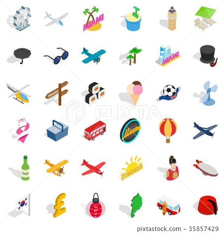 Travel icons set, isometric style Travel icons set, isometric style 35857429