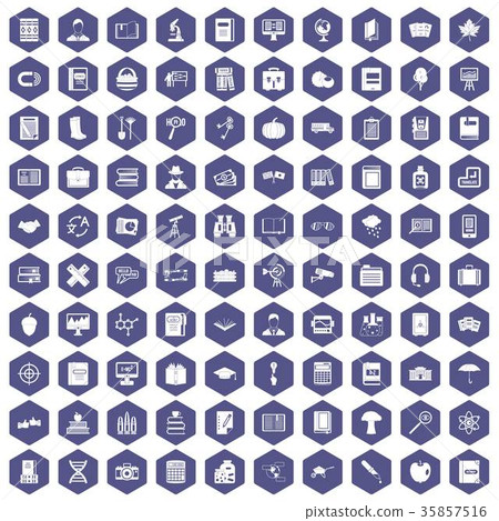 100 book icons hexagon purple 100 book icons hexagon purple 35857516