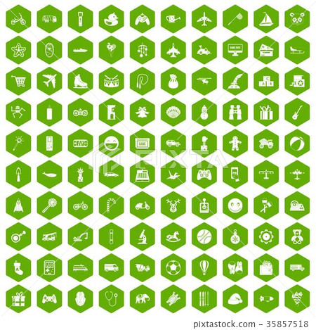 100 toys for kids icons hexagon green 100 toys for kids icons hexagon green 35857518