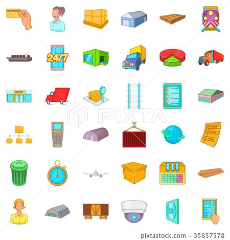 Warehouse icons set, cartoon style 35857578
