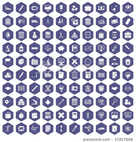 100 calculator icons hexagon purple 35857608