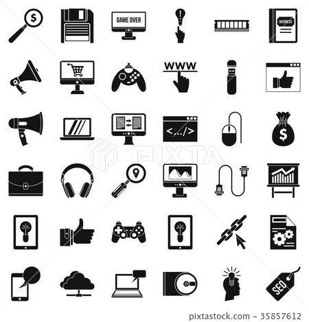 Web mobile icons set, simple style Web mobile icons set, simple style 35857612