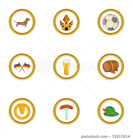 Germany tourism icon set, cartoon style 35857614