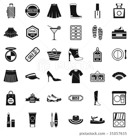 Woman shopping icons set, simple style - Stock Illustration [35857635 ...
