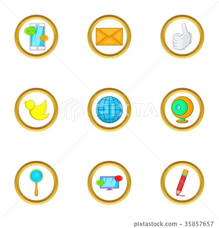 Internet icon set, cartoon style Internet icon set, cartoon style 35857657
