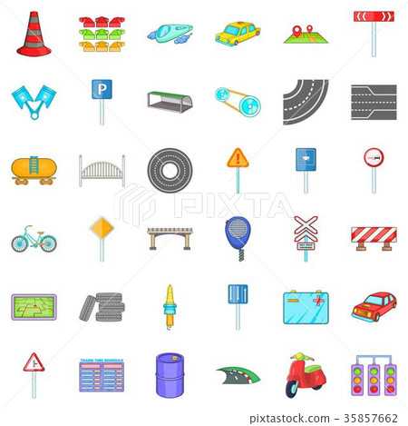 Crossroad icons set, cartoon style Crossroad icons set, cartoon style 35857662