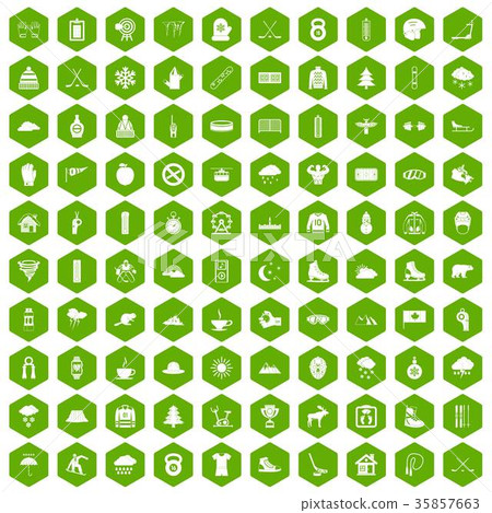 100 winter sport icons hexagon green 100 winter sport icons hexagon green 35857663