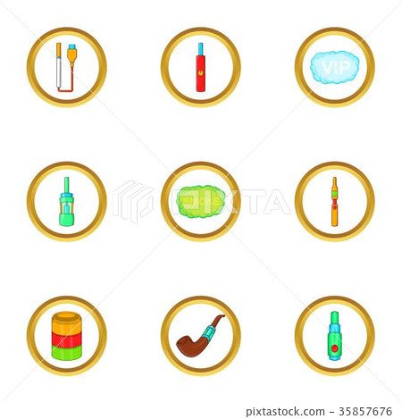 Electronic vape icon set, cartoon style 35857676
