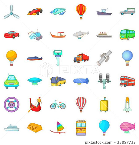 Working transport icons set, cartoon style 35857732