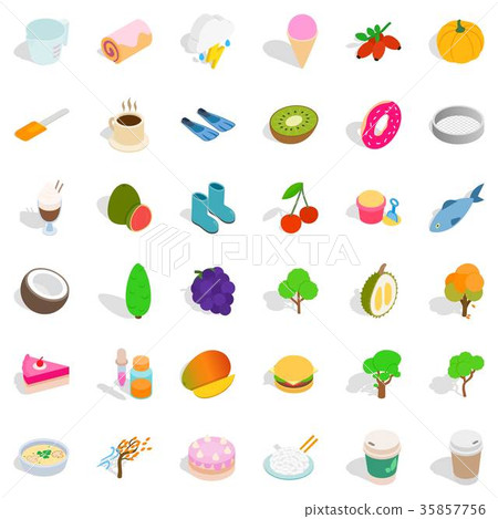 Vegan icons set, isometric style Vegan icons set, isometric style 35857756