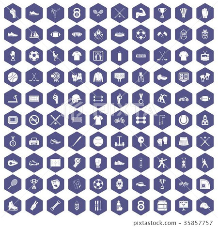 100 athlete icons hexagon purple 100 athlete icons hexagon purple 35857757