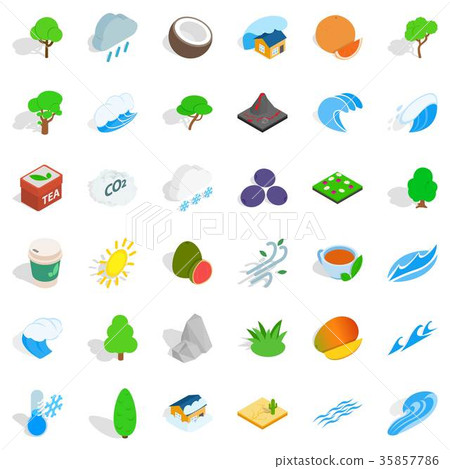 Big tree icons set, isometric style 35857786