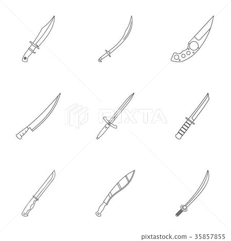 Cold steel arms icon set, outline style 35857855