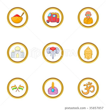India icon set, cartoon style 35857857