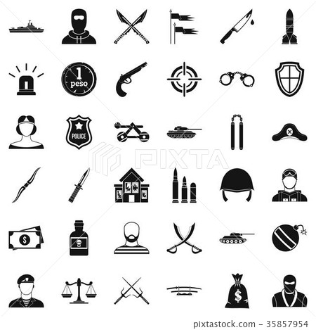 Grenade icons set, simple style Grenade icons set, simple style 35857954