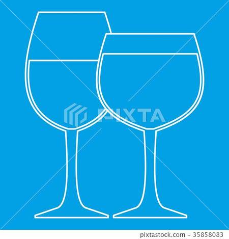 Two wine glasses icon, outline style Two wine glasses icon, outline style 35858083