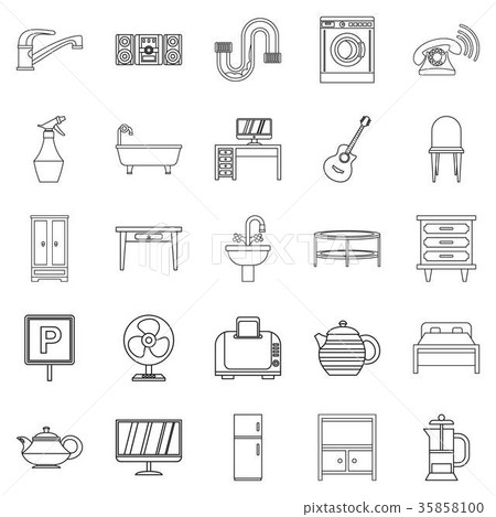 Lodging house icons set, outline style 35858100