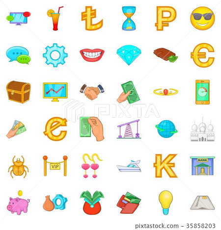 Riches icons set, cartoon style Riches icons set, cartoon style 35858203