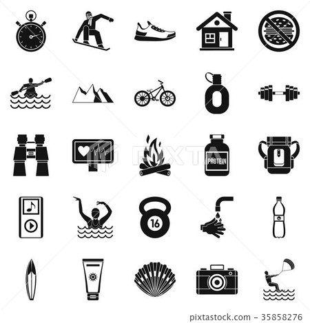 Therapeutic therapy icons set, simple style Therapeutic therapy icons set, simple style 35858276