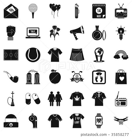Man polo icons set, simple style Man polo icons set, simple style 35858277