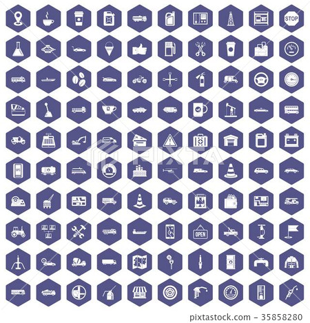 100 gas station icons hexagon purple 100 gas station icons hexagon purple 35858280