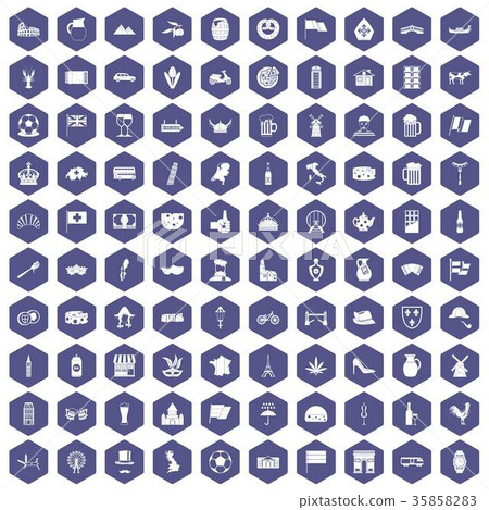 100 europe countries icons hexagon purple 100 europe countries icons hexagon purple 35858283