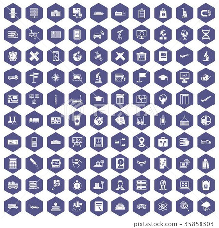 100 globe icons hexagon purple 100 globe icons hexagon purple 35858303