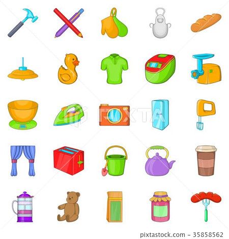 Lodgings icons set, cartoon style 35858562