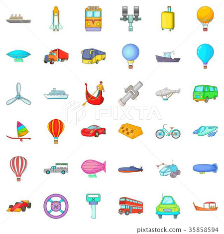 Transport with driver icons set, cartoon style 35858594