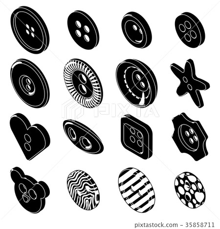 Clothes button icons set, simple style - Stock Illustration [35858711 ...