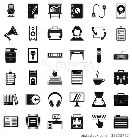 Work folder icons set, simple style 35858722