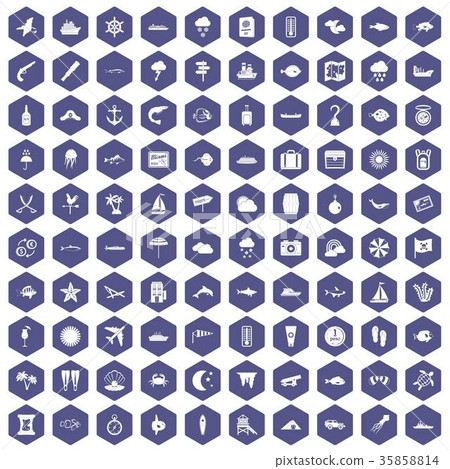 100 marine environment icons hexagon purple 100 marine environment icons hexagon purple 35858814