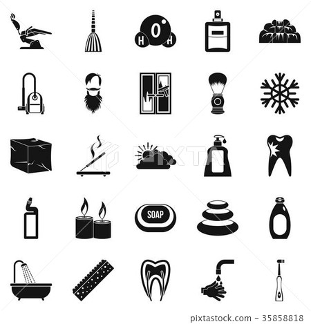 Bathe icons set, simple style 35858818