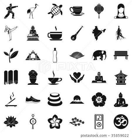 Yoga lesson icons set, simple style 35859022