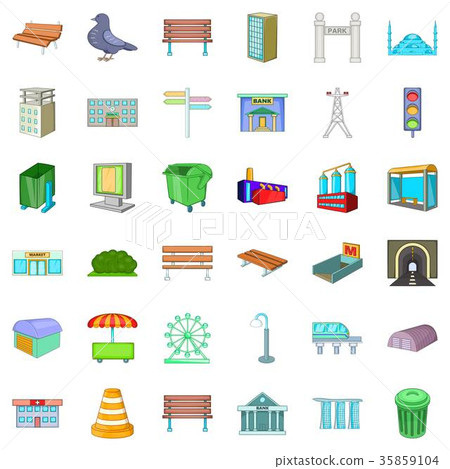 Town icons set, cartoon style 35859104