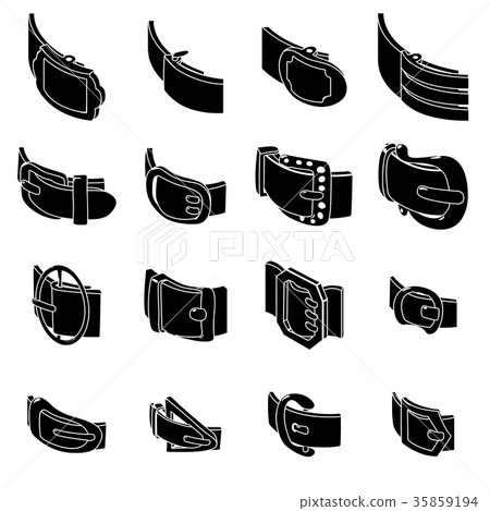 Belt buckle icons set, simple style 35859194