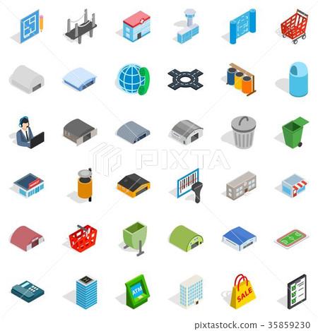 Town icons set, isometric style Town icons set, isometric style 35859230